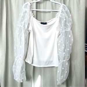 NWOT Eloquii Flocked Organza Sleeve Blouse 18/20